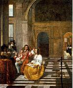 HOOCH, Pieter de Company Making Music af Spain oil painting artist